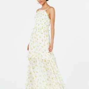 Betsey Johnson Floral Yellow Maxi Dress Size 2 NWT